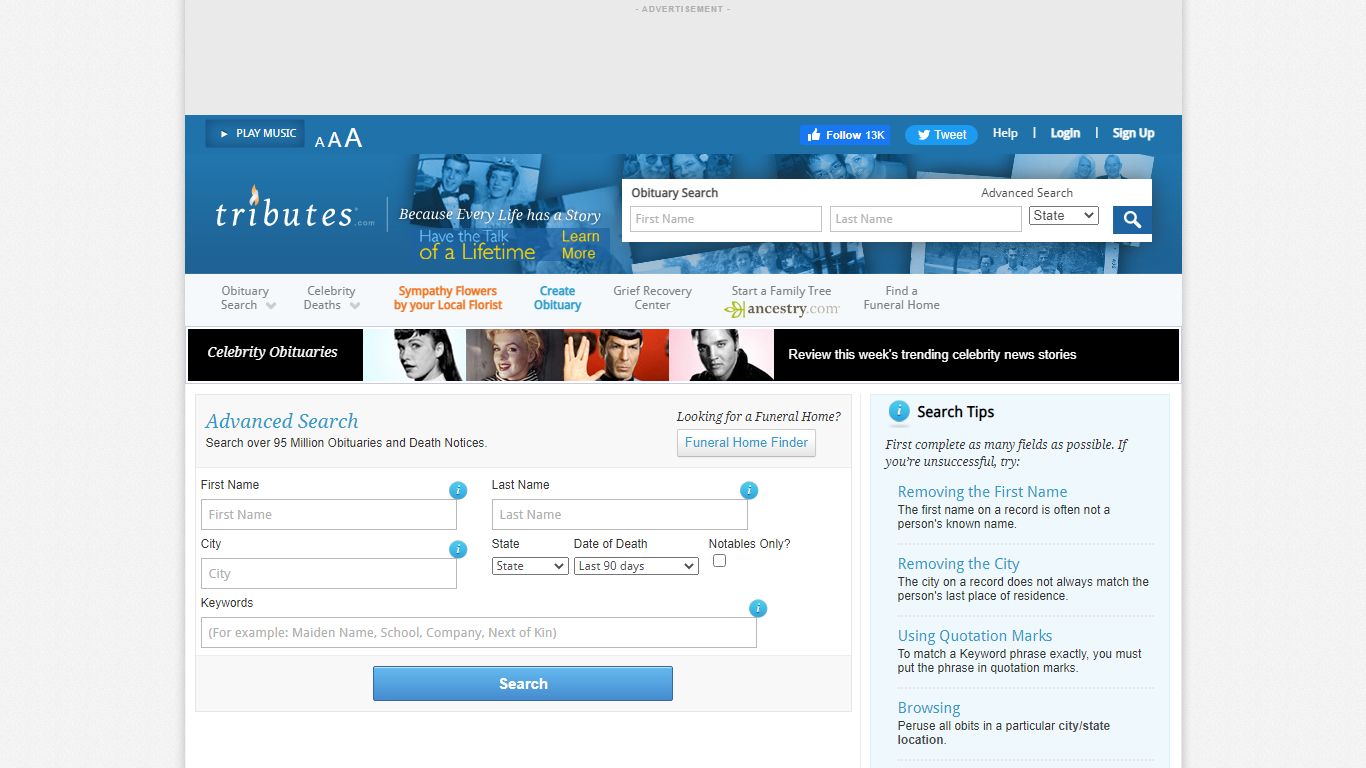 Search Obituaries - Tributes.com